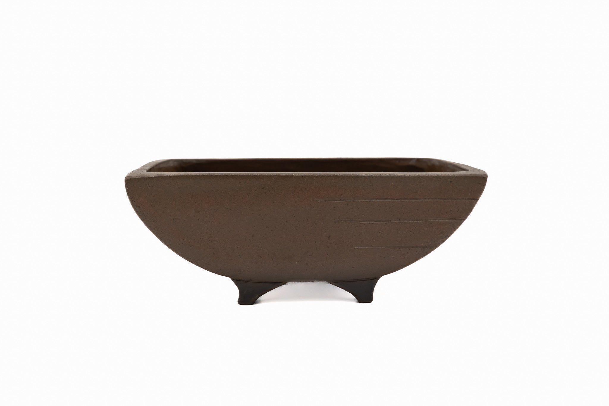 Middelgrote rechthoekige ongeglazuurde bonsaipot – Vintage stijl, ongebruikelijke vorm, 13x8,5x4,5 cm