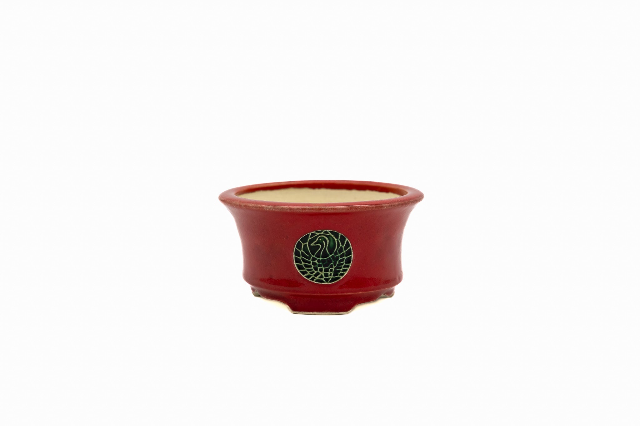 Klein rond bonsaipotje – rood geglazuurd, robuuste vorm